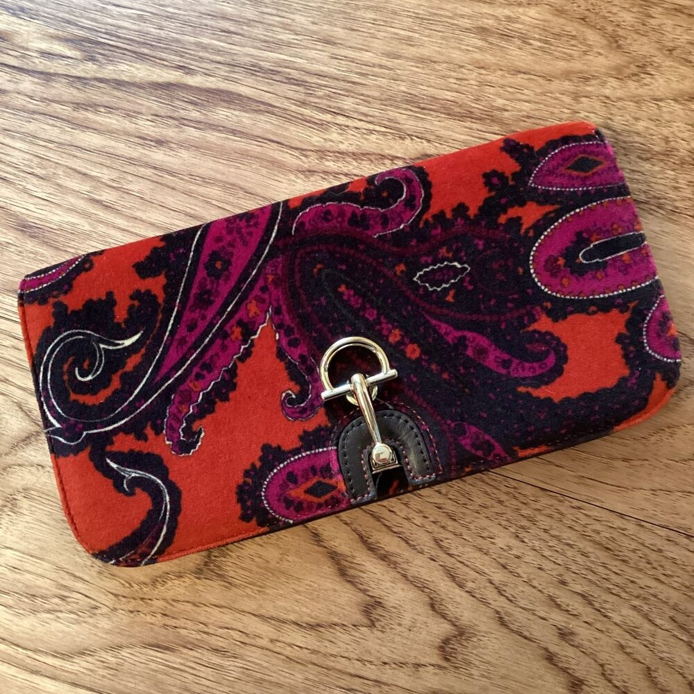 Talbots Orange and Purple Paisley Clutch